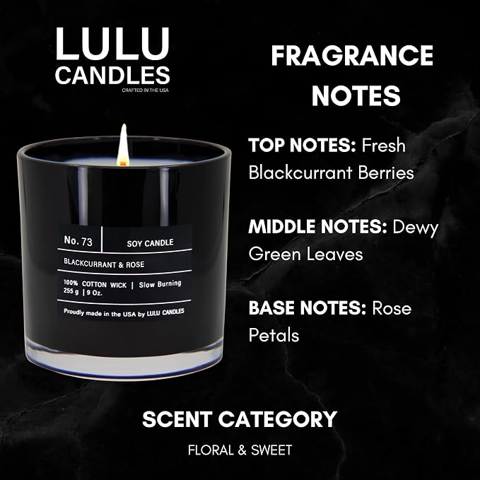 Lulu Candles | Blackcurrant & Rose | Smells Musky & Floral | Luxury Scented Soy - Image 2