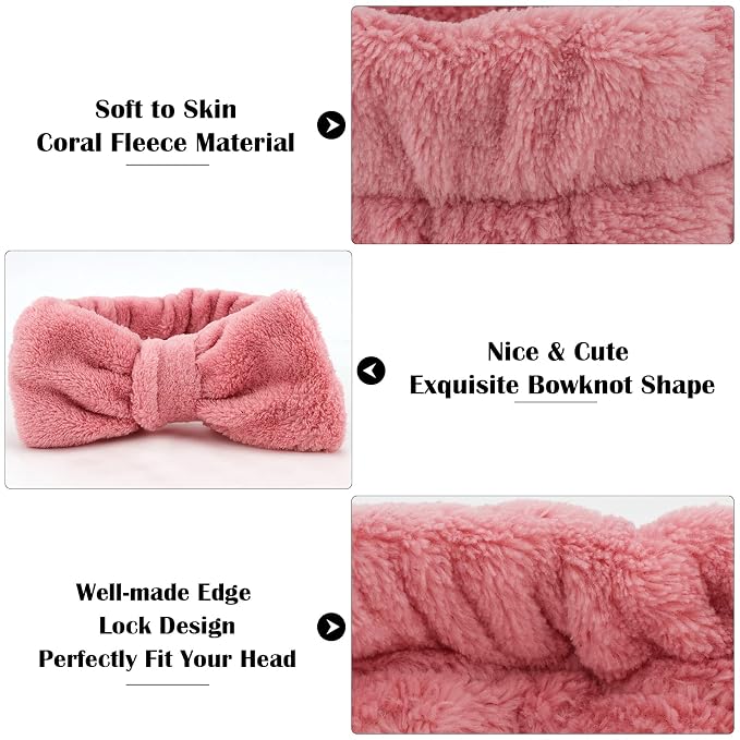 Ondder Spa Headband for Washing Face 8 Pack Dark Pink Skincare Headbands for - Image 2