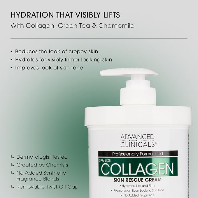 Advanced Clinicals Collagen Cream + Puffy Eye Face Serum 2pc Set | Collagen - Image 2