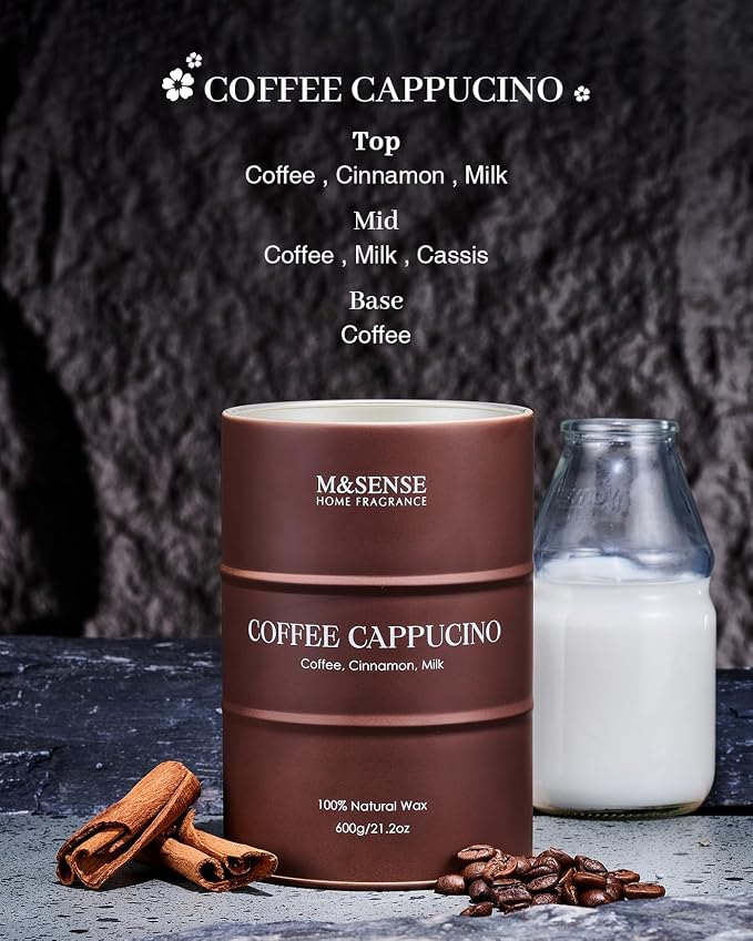 M&SENSE Coffee Cappucina Large Scented Candles Christmas Decor, Hoilday Soy Wax - Image 2