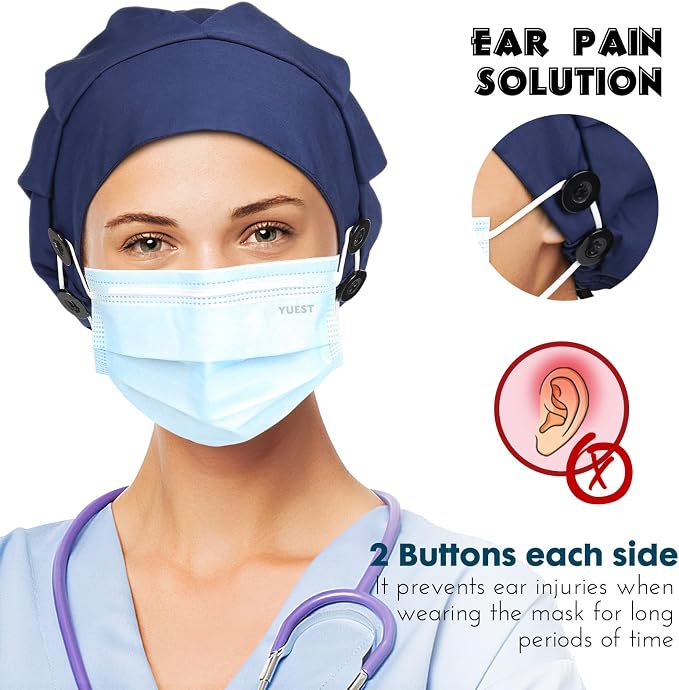 2 Pack Satin Lined Bouffant Scrub Caps - Image 7