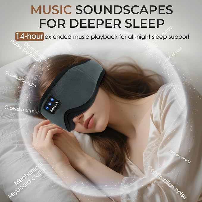 Sleep mask Headphones, 100% Blackout 3D Zero Eye Pressure Bluetooth Sleep mask - Image 4