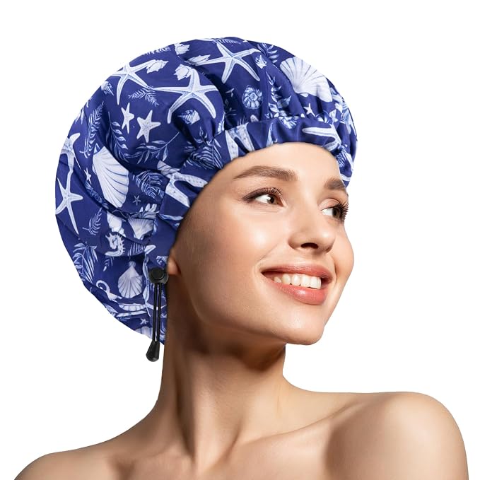 1 PCS Shower Cap, Double Layer & Adjustable Bathing Cap by WINSTECK
