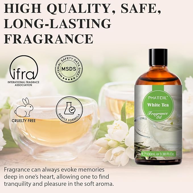 PHATOIL 3.38FL.OZ White Tea Fragrance Oils - Image 2