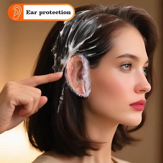 400 Pack Disposable Ear Covers for Shower Waterproof, Ear Shower Caps Hair Dye - Image 3