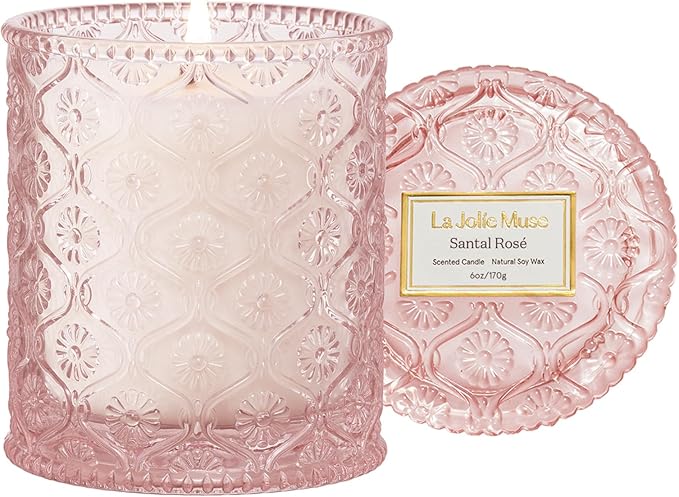 LA JOLIE MUSE Santal Rose Scented Candle – Saffron, Rose & Leather | 6 oz by LaJol%C3%ADeMuse