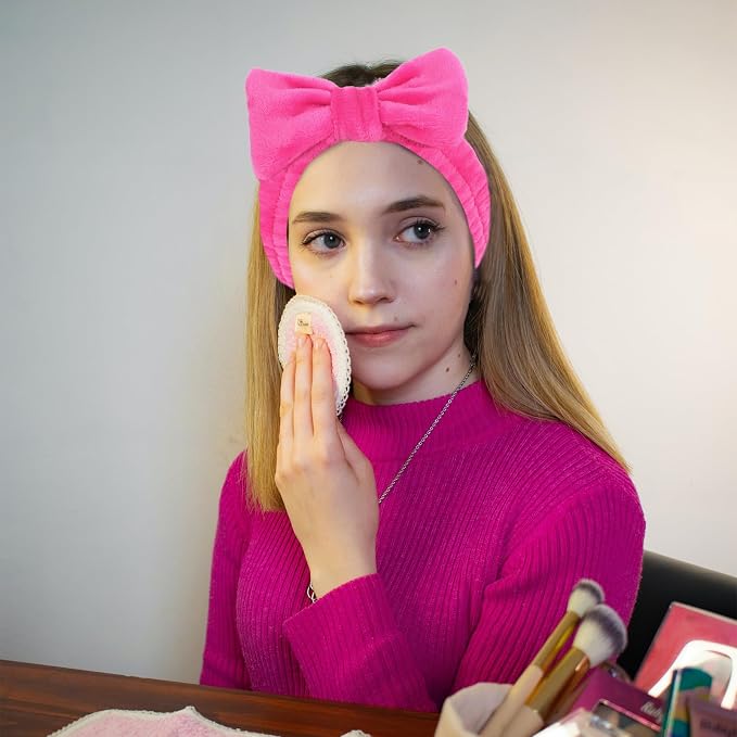 Ondder 8 Pcs Pink Spa Headband Microfiber Makeup & Face Wash Headbands - Image 4