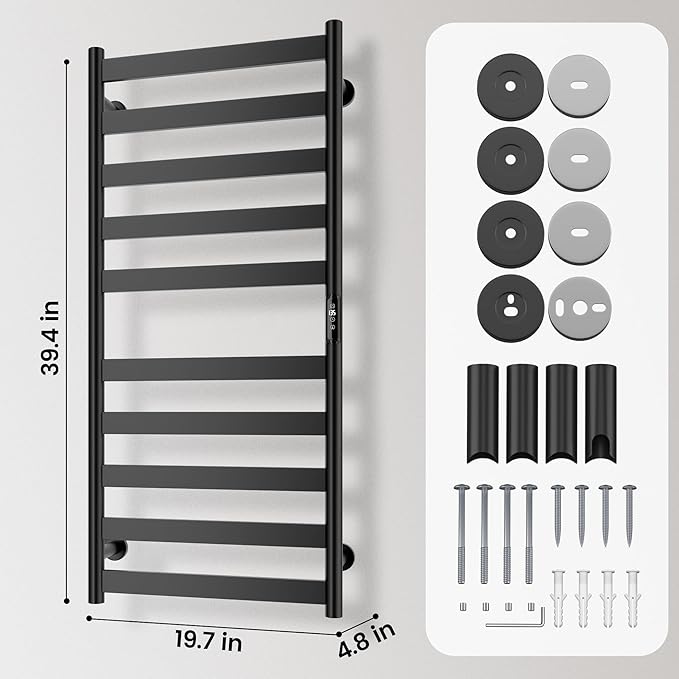 Electric Towel Warmer Rack, 10-Bar Stainless Steel Heated Tower Rack - Image 6