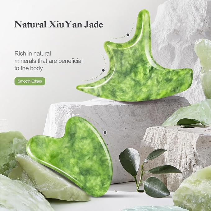3 PCS Jade Stone Gua Sha Massage Tool Large Guasha Board - Image 7