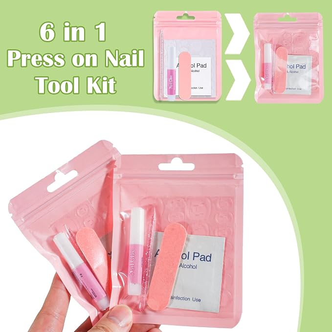 Press On Nail Tool Kit with Everything, Bebbtiy Nail Prep Tool Disposable - Image 2