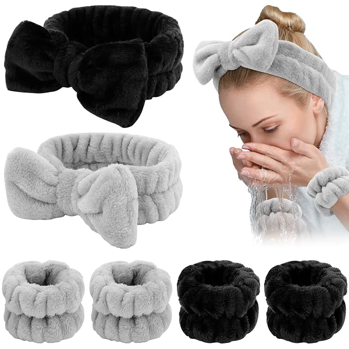 WHAVEL 6PCS Spa Headband and Wristbands Set, Face Wash Headband Wrist Bands by Whavel