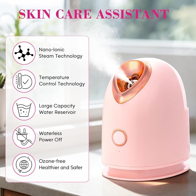 Pjordo Facial Steamer Spa Kit, Skin Scrubber, Nano Ionic Face Steamer - Image 5
