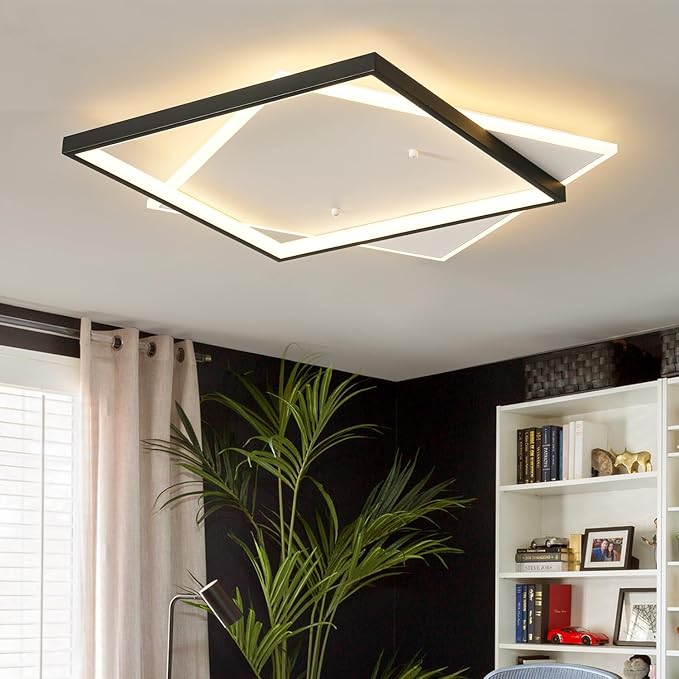 Shine LUEST Black Modern LED Bedroom Ceiling Light Dimmable Flush Mount Ceiling by ShineLUEST