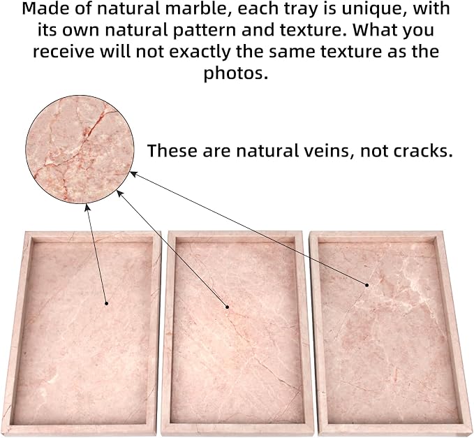 Marble Bathroom Vanity Tray, Natural Luxury Vanity Home Kitchen Bathroom Table - Image 4