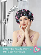 Years calm Terry Lined Shower Cap, Triple Layer Heart Motifs, Waterproof - Image 8