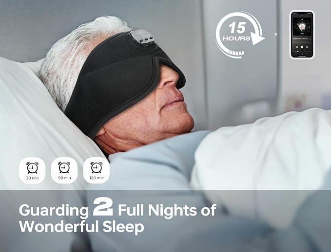 TOPOINT Sleep Mask with Bluetooth Headphones, 3D Eye Mask - Image 5