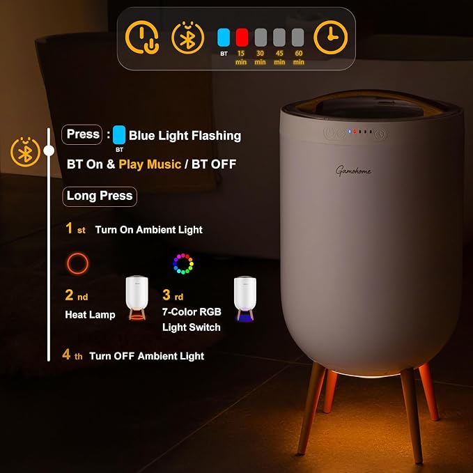 Towel Warmer Luxury Heated Bucket – Bluetooth Speaker, Ambient Light & Auto - Image 5