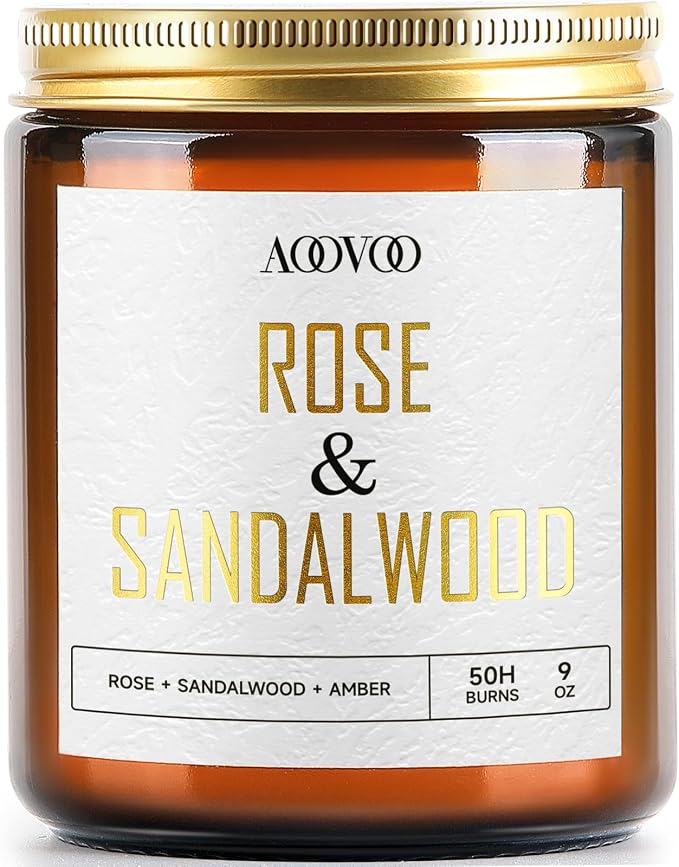 AOOVOO Rose Sandalwood Candles - 9 oz Scented Candles by AOOVOO