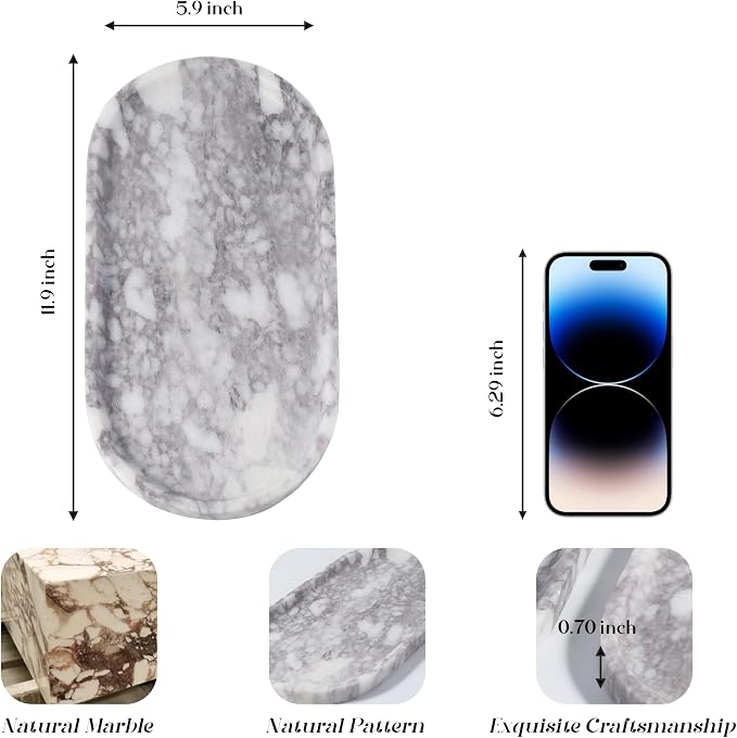 Koville Real Luxurious Marble Vanity Tray, Natural Stone Perfume Trays Jewelry - Image 4