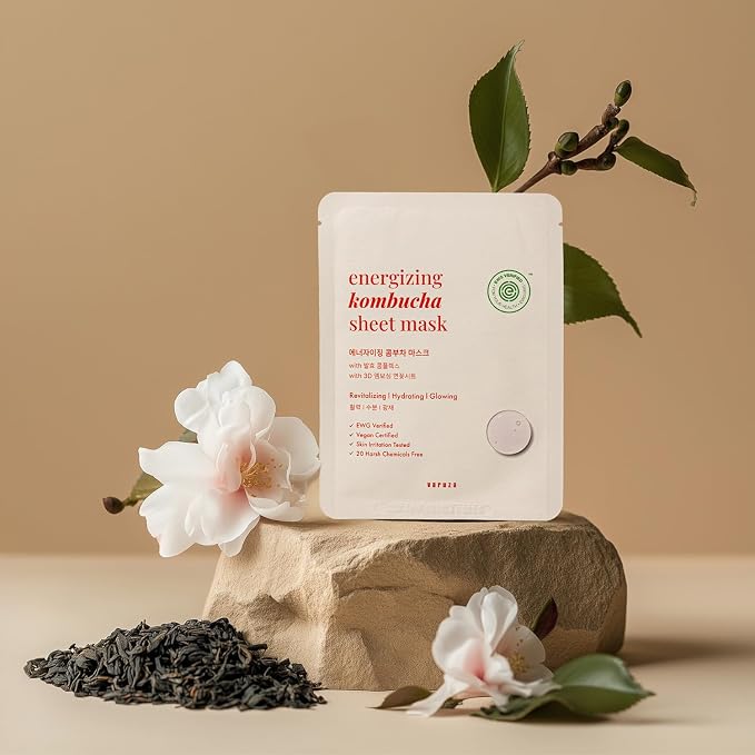 EWG Verified Kombucha Sheet Mask Lyocell 3D Snow Crystal Sheet Fermented Bifida - Image 5