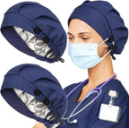2 Pack Satin Lined Bouffant Scrub Caps - Image 5