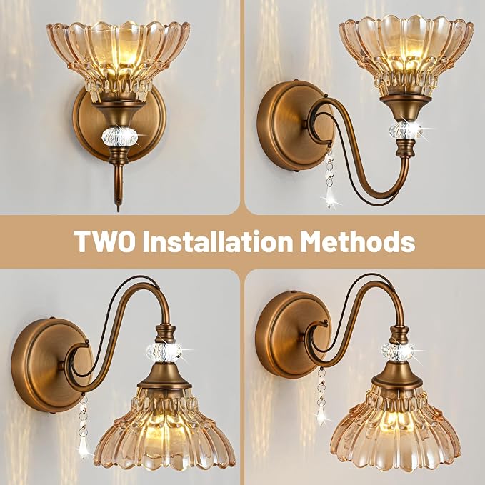 1 Piece Vintage Wall Sconce, 1-Light Matte Antique Brass Finish Wall Sconce - Image 3