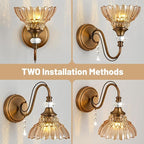 1 Piece Vintage Wall Sconce, 1-Light Matte Antique Brass Finish Wall Sconce - Image 3