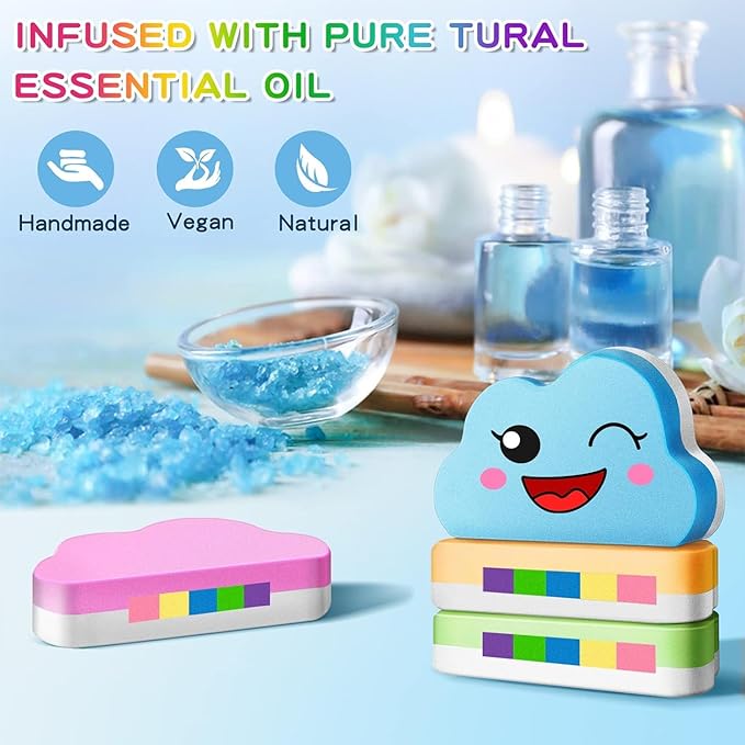 Rainbow Bath Bombs for Kids, Handmade 4 Pcs Kids Bath Bombs Gift Set for Girls - Image 3
