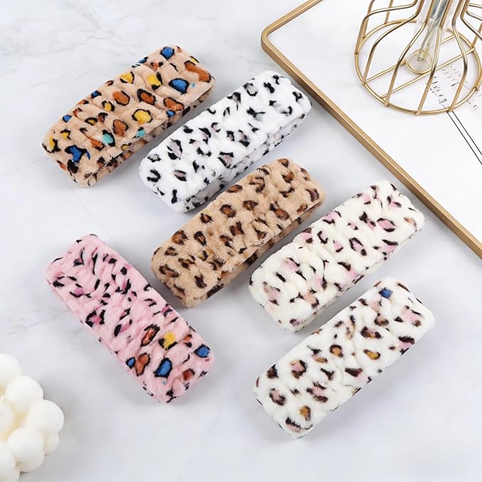 hexiaoxiao 6 Pack Microfiber Spa Headband Elastic Skin-Friendly No Slip Hairband - Image 2