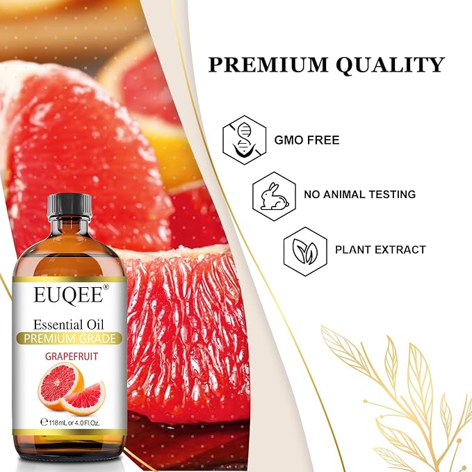 EUQEE Grapefruit Essential Oil 118mL Pure Grapefruit Oil, Large Capacity - Image 3