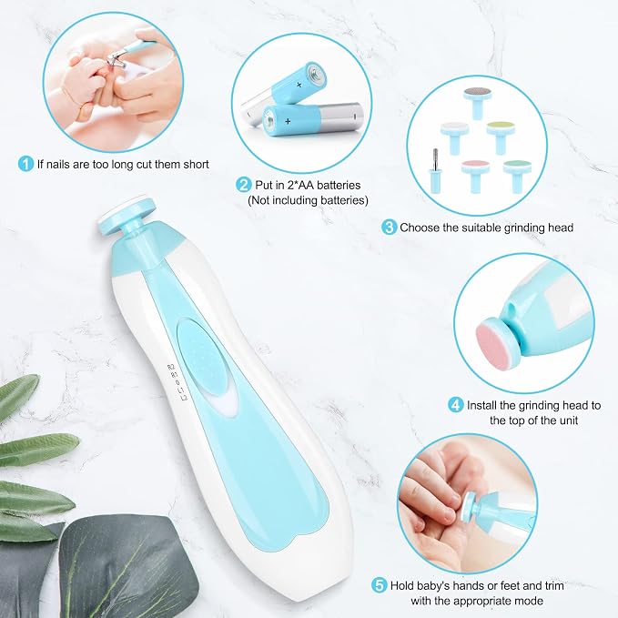 Electric Nail File Drill for Baby No Sharp Claws Hurt, 6 in 1 Safety Cutter - Image 6