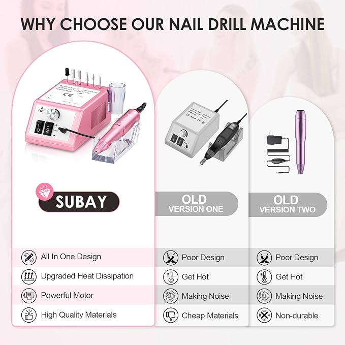 Subay Professional Finger Toe Nail Care Electric Nail Drill Machine Manicure - Image 5