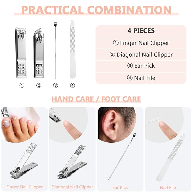 Geosar 12 Sets Manicure Set Bulk Nail Clippers Pedicure Kit Stainless Steel - Image 3
