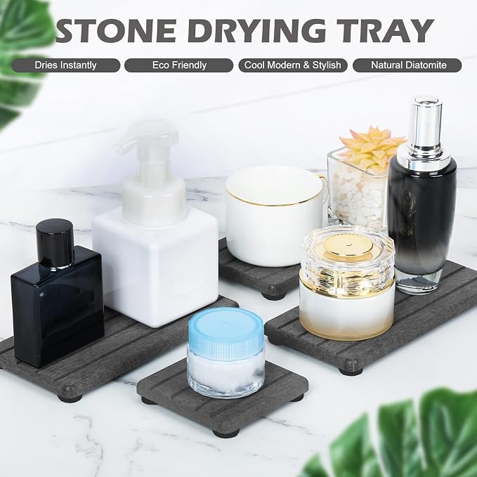 4PCS Fast Drying Diatomite Stone Soap Tray - Image 3
