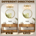 Asnxcju 3-Light Brushed Gold Bathroom Light Fixtures, Modern Gold Vanity Lights - Image 4