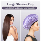 Three-Layer Terry Cloth Lined Satin Shower Cap, - Image 7