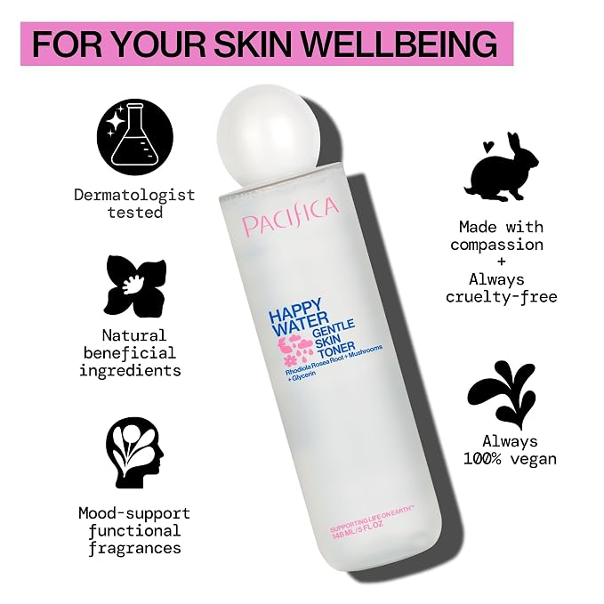 Pacifica Happy Water Hydrating Facial Toner – Vegan Ceramides, Hyaluronic Acid - Image 6