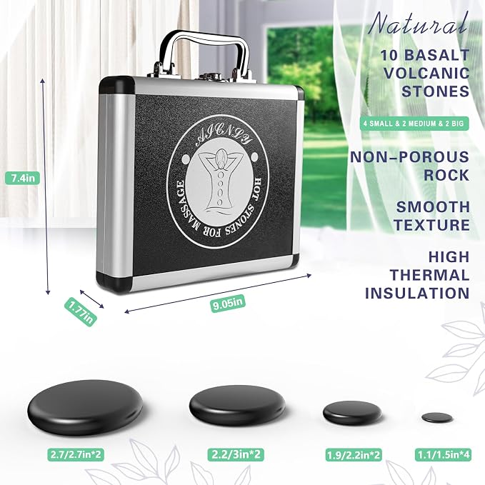 AICNLY 10 Pcs Basalt Hot Stones Massage Set - Image 5