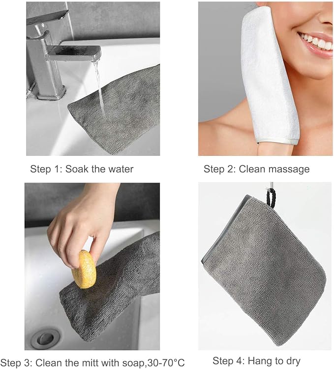 PHOGARY 10 Pack Microfiber Body Wash Mitts, Soft Face Mitten, Bath Spa Cloth - Image 5