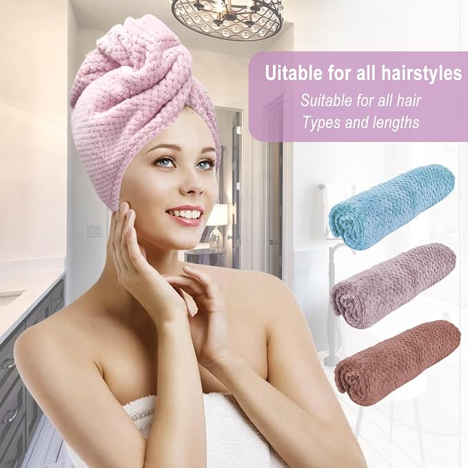 3 Pack Microfiber Hair Towel Wrap - Image 6