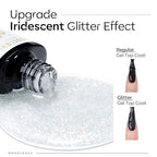 modelones Glitter Gel Top Coat, Reflective Iridescent Silver Mix Glitter - Image 2