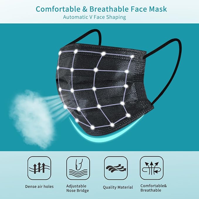 akgk 100Pcs Disposable Face Masks, 3 Ply Disposable Mask - Image 3