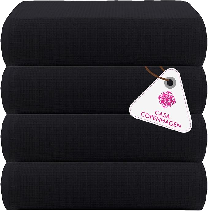CASA COPENHAGEN Wafffle 4Pcs 100% Egyptian Cotton Large Designer Towels Gift by CASACOPENHAGEN