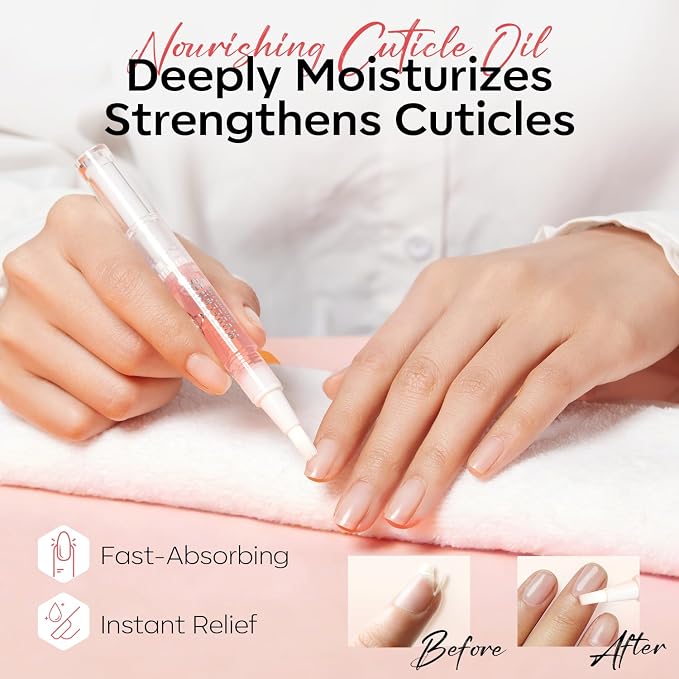 Modelones Nail Strengthener Kits Grey Pink Nail Polish Remover Pads Cuticle Oil - Image 4