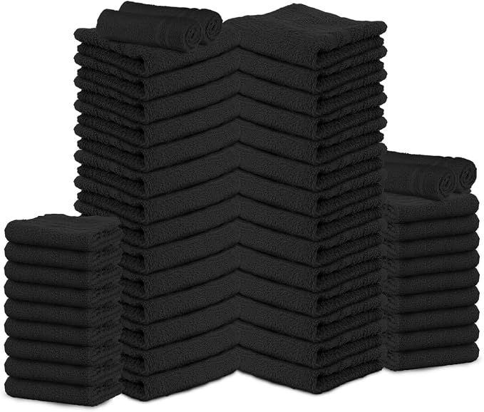 Salon Towels – 50 Pack Black Hand Towels 100% Cotton Spa Towel – 16x27 inches by TOALLA