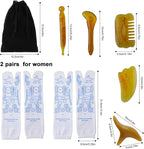 2 Pairs Reflexology Socks with Beginner Acupoint Massage Tools Set of 5 - Image 6