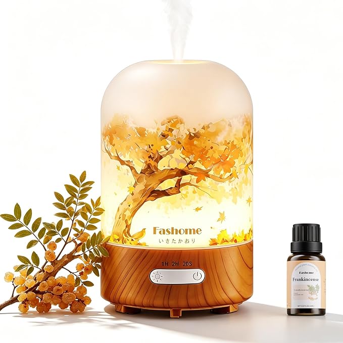 Essential Oil Diffuser, Hand Blown Glass Aromatherapy Diffuser, Ultrasonic Cool by Fashome