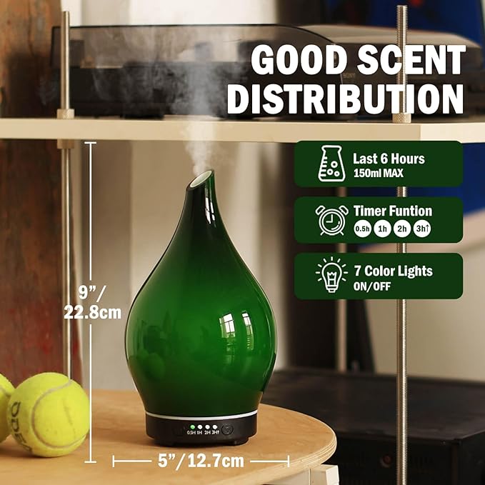 Porseme 150ml Essential Oil Diffuser Glass Color Changing Aroma Air Diffusers - Image 3