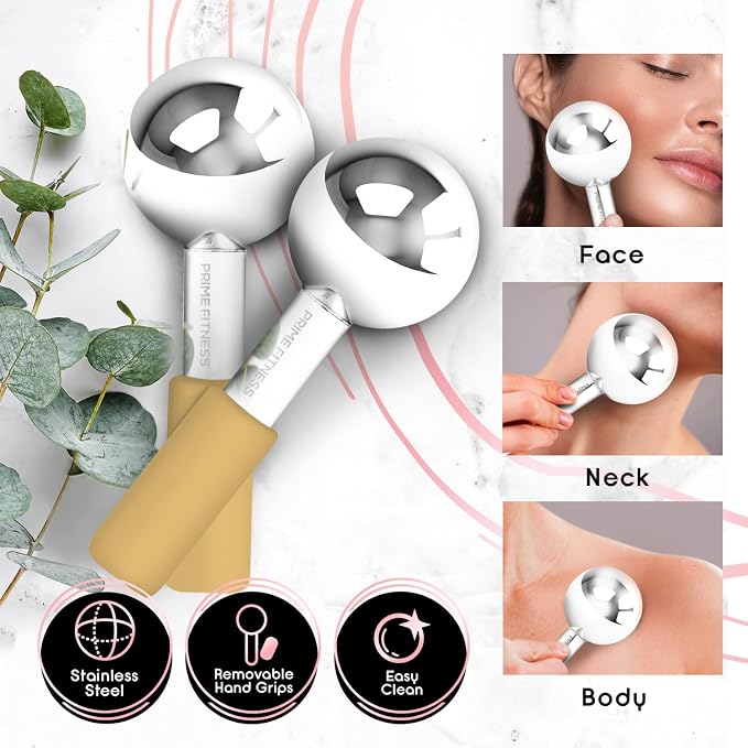 Ice Globes for Facials | Unbreakable Steel Cooling Roller | Cryo Sticks for - Image 2