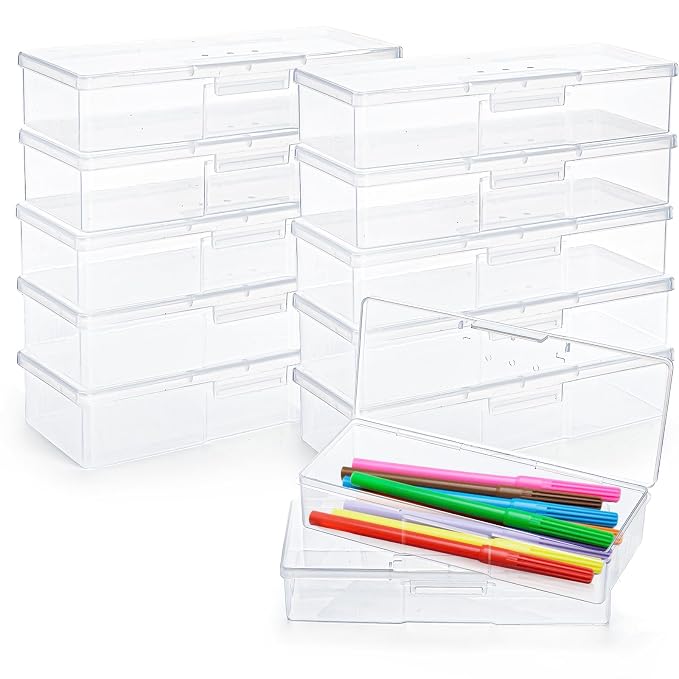 ZOOFOX 12 Pack Plastic Nail Storage Box, Stackable Pencil Case by zoofox